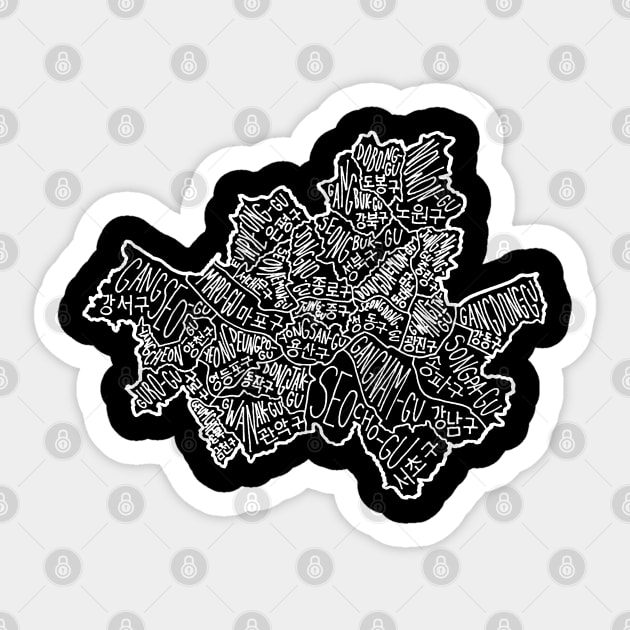 Map of Seoul - black background Sticker by calenbundalas